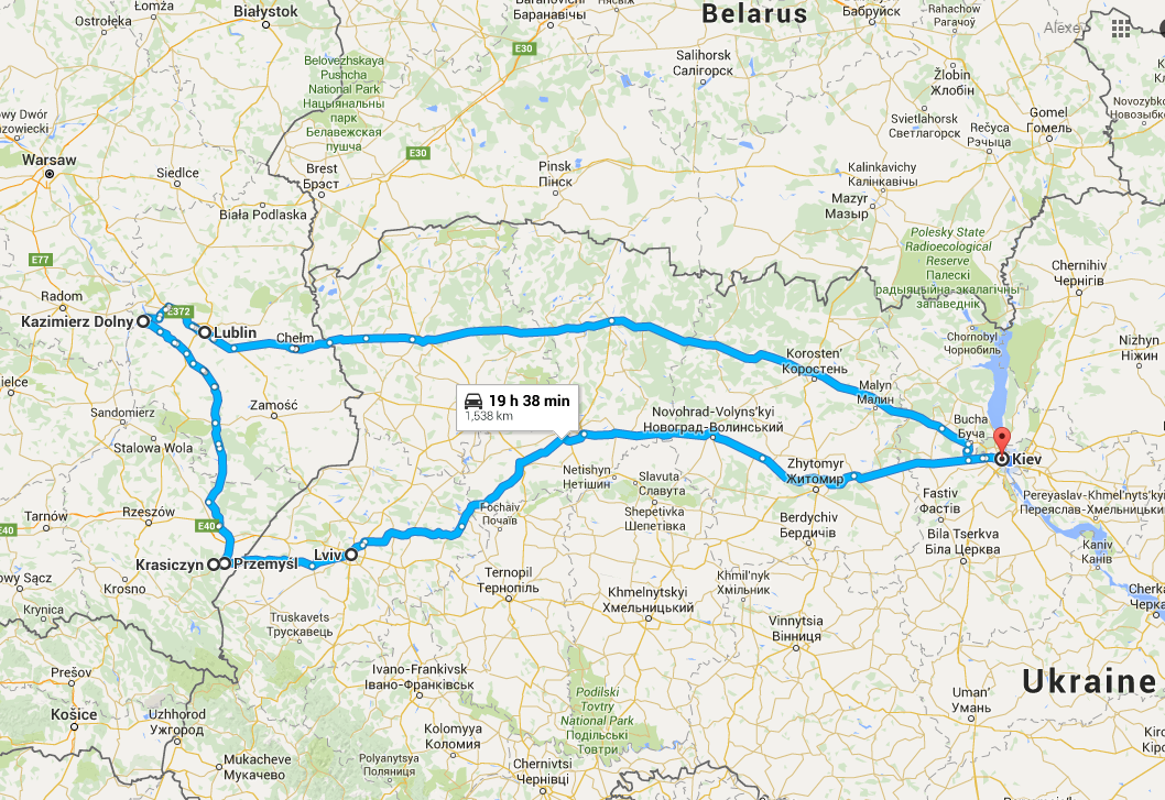 маршрут по Польше из Киева