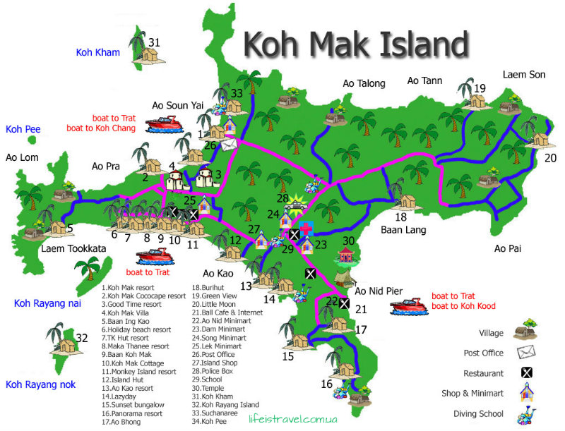 остров Мак в Таиланде, карта