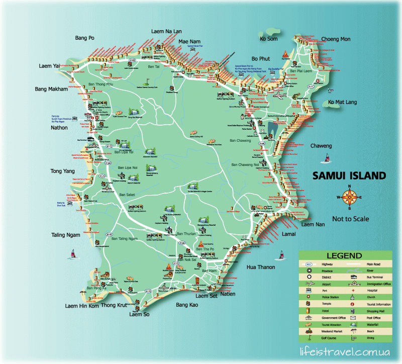 карта острова Самуи