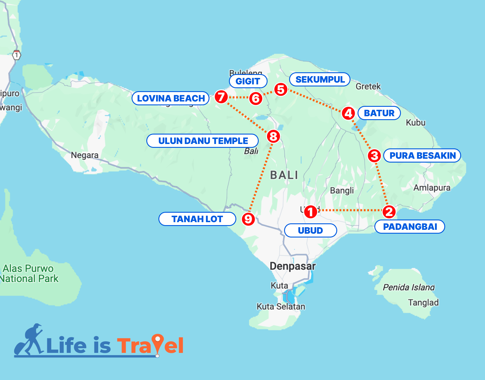 маршрут по острову Бали