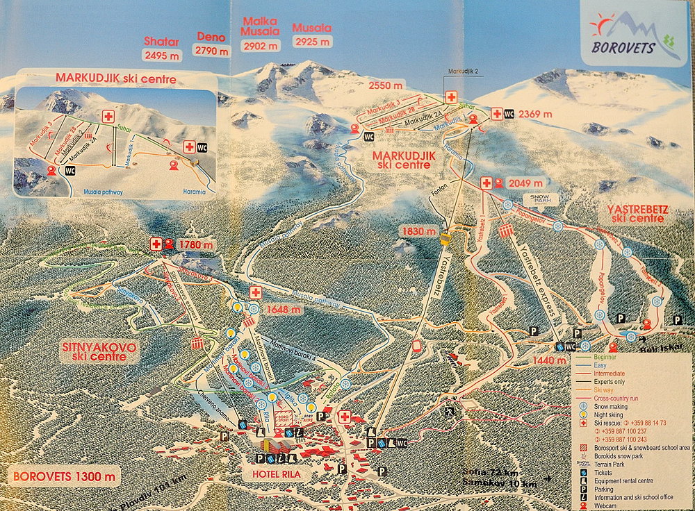 карта склонов горнолыжного курорта Боровец