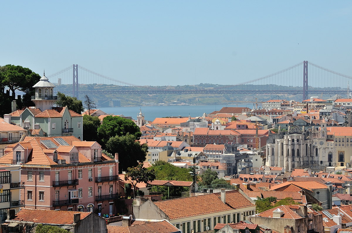 Вид на Лиссабон и мост 25 апреля