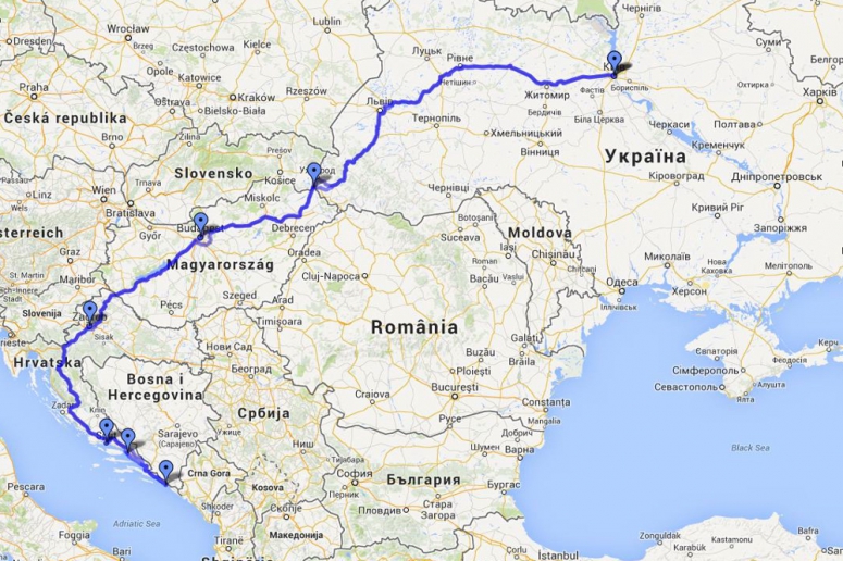 Автомобильный маршрут Киев-Макарская Ривьера в Хорватии