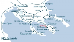 карта Халкидики Греция